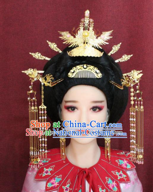 Chinese Ancient Queen Phoenix Headdress Tang Dynasty Empress Coronet Hairpins Complete Set for Women