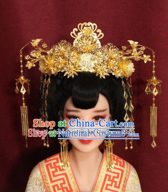 Chinese Ancient Tang Dynasty Imperial Consort Headdress Palace Phoenix Coronet Hairpins Complete Set for Women