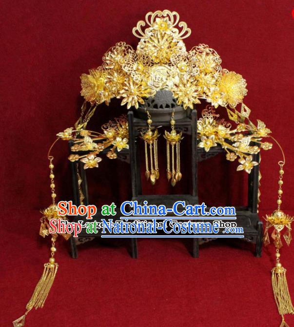 Chinese Ancient Tang Dynasty Imperial Consort Headdress Palace Phoenix Coronet Hairpins Complete Set for Women