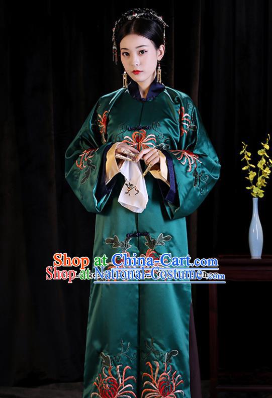 Chinese Ancient Palace Lady Clothing Qing Dynasty Drama Manchu Imperial Consort Embroidered Costumes for Women