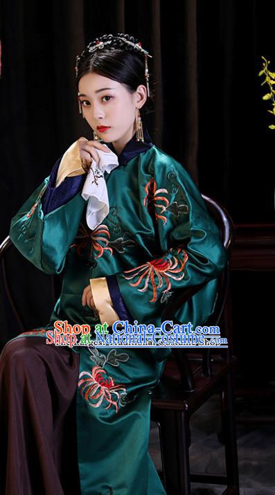 Chinese Ancient Palace Lady Clothing Qing Dynasty Drama Manchu Imperial Consort Embroidered Costumes for Women