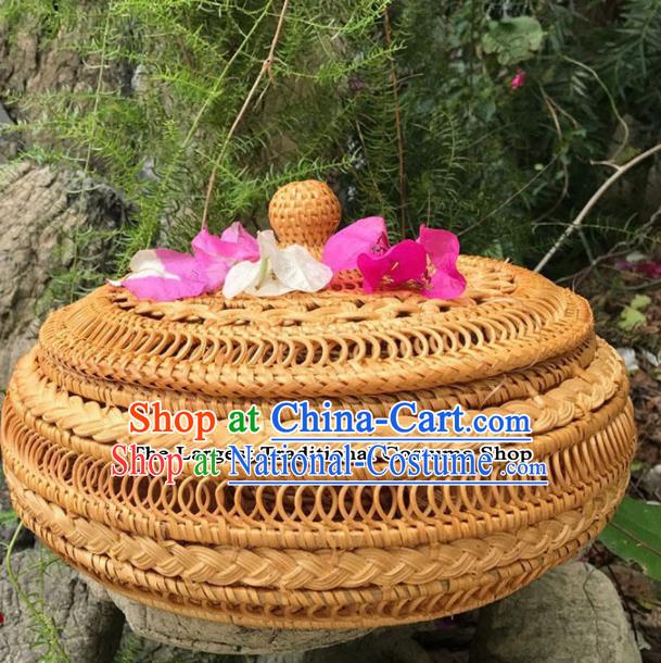 Asian Vietnamese Traditional Craft Rattan Basket Artware Straw Plaited Paper Box