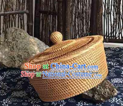 Asian Vietnamese Traditional Craft Rattan Bag Straw Plaited Storage Box