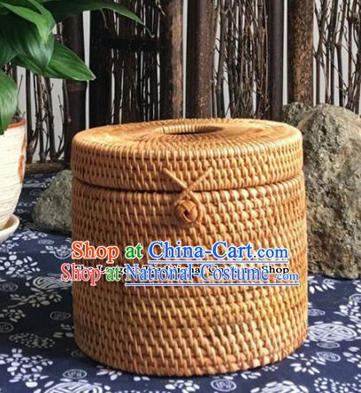 Asian Vietnamese Traditional Craft Rattan Basket Straw Plaited Paper Suction Box