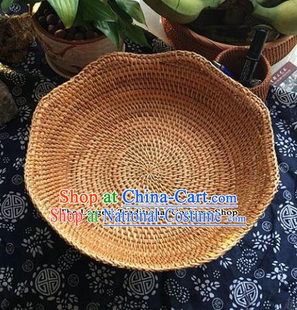 Asian Vietnamese Traditional Craft Rattan Bowls Basket Straw Plaited Food Saucer