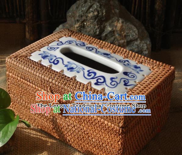 Asian Vietnamese Traditional Craft Rattan Containing Box Straw Plaited Storage Box