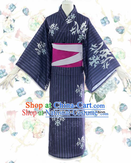 Japanese Traditional Cosplay Costumes Japan Kimono Purple Robe for Women