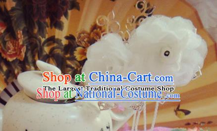 Chinese Traditional Classical Hair Accessories Ancient Princess White Flowers Hairpins for Women