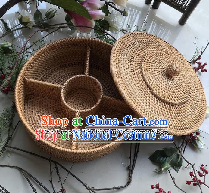 Asian Vietnamese Traditional Rattan Craft Artware Straw Plaited Tea Caddy Storage Box