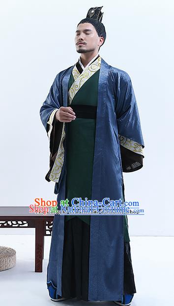 Chinese Ancient Drama Swordsman Costume Traditional Qin Dynasty Emperor Costumes for Men