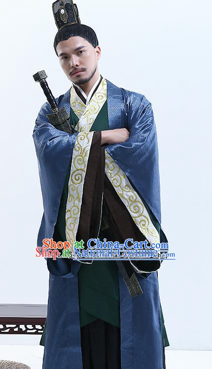 Chinese Ancient Drama Swordsman Costume Traditional Qin Dynasty Emperor Costumes for Men