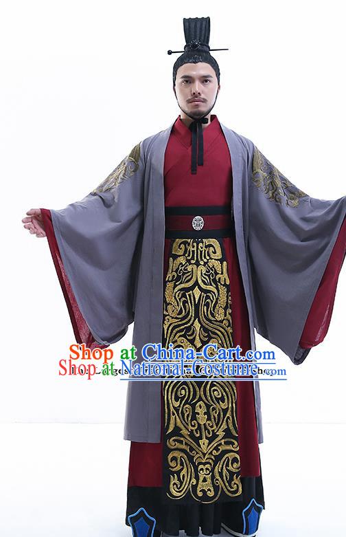 Chinese Ancient Drama Prime Minister Costume Traditional Qin Dynasty Chancellor Costumes for Men