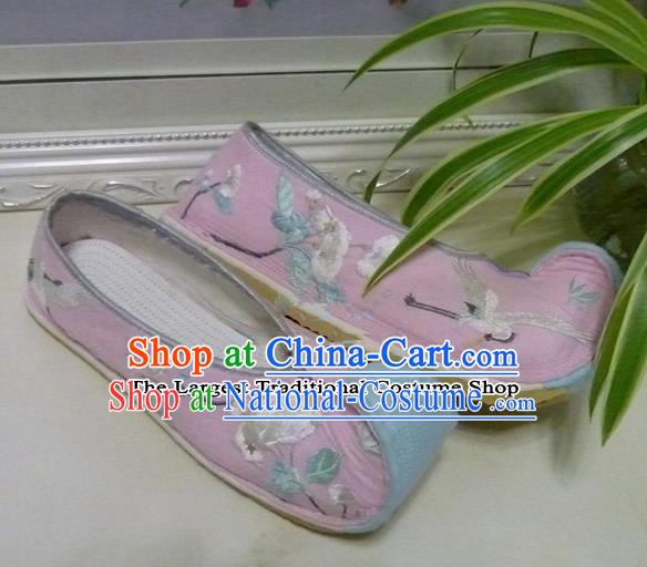 Chinese Traditional Hanfu Shoes Ancient Princess Pink Embroidered Shoes Handmade Shoes for Women