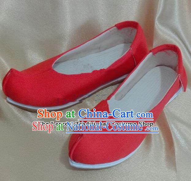 Chinese Traditional Hanfu Shoes Ancient Princess Red Satin Shoes Handmade Shoes for Women