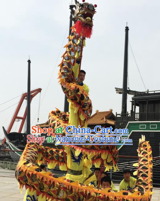 Chinese Folk Dance Dragon Dance Competition Black Dragon Head Traditional Dragon Dance Costumes Complete Set for Adult