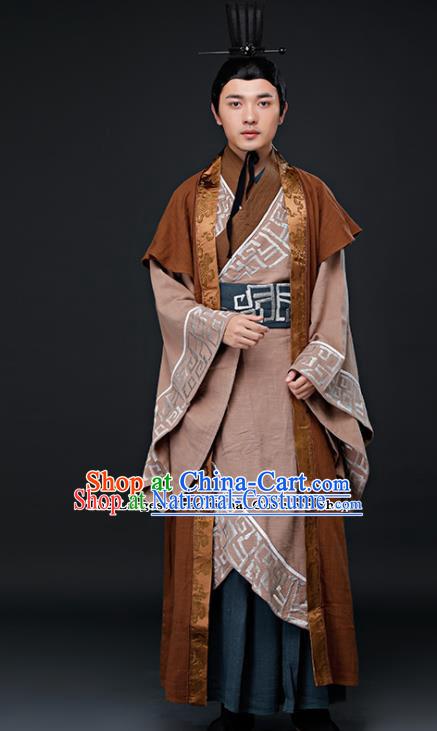 Chinese Ancient Swordsman Clothing Traditional Qin Dynasty Minister Embroidered Costumes for Men