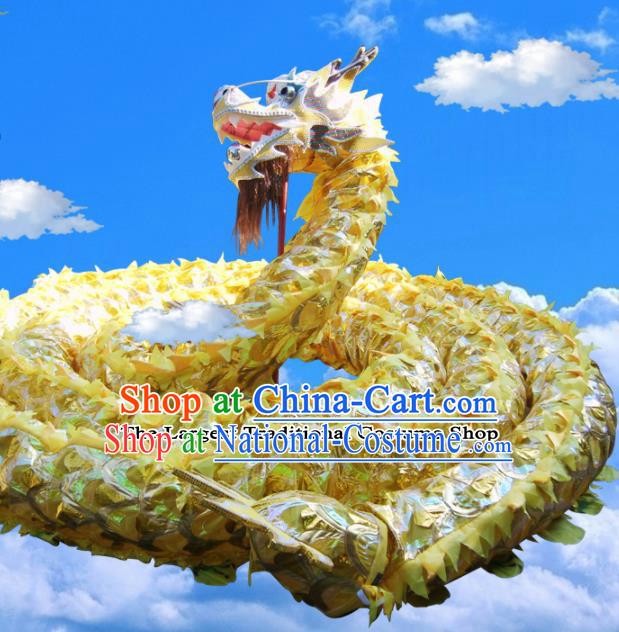 Chinese Folk Dance Dragon Dance Competition Yellow Dragon Head Traditional Dragon Dance Costumes Complete Set for Adult