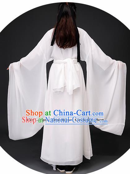 Chinese Ancient Drama Peri Goddess White Dress Traditional Jin Dynasty Swordswoman Costumes for Women