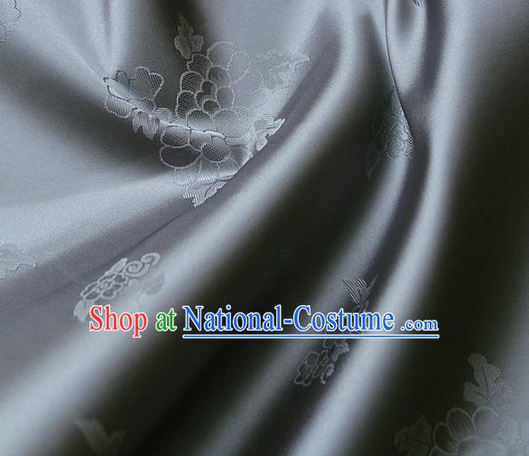 Traditional Asian Cloth Drapery Brocade Korean Hanbok Palace Grey Satin Silk Fabric