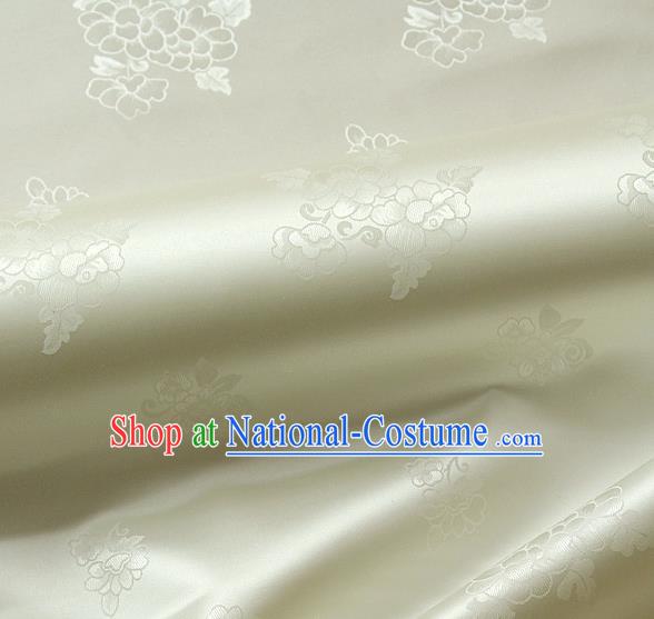 Traditional Asian Cloth Drapery Brocade Korean Hanbok Palace Beige Satin Silk Fabric