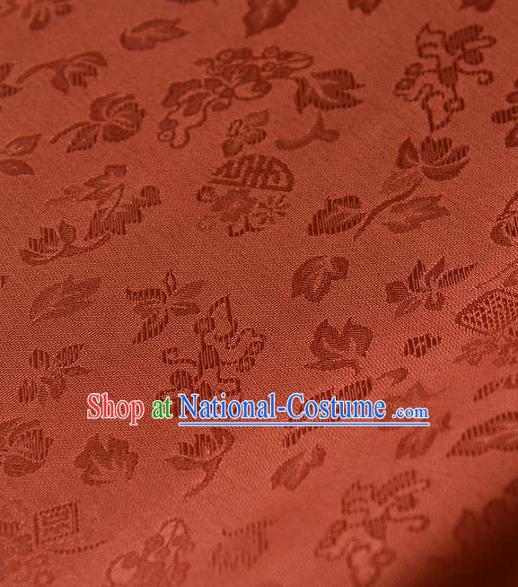 Traditional Asian Classical Cloth Drapery Red Brocade Korean Hanbok Palace Satin Silk Fabric