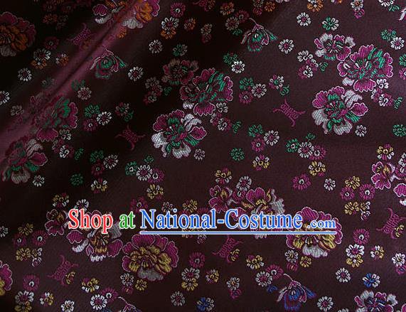 Traditional Asian Classical Pattern Cloth Drapery Purple Brocade Korean Hanbok Palace Satin Silk Fabric