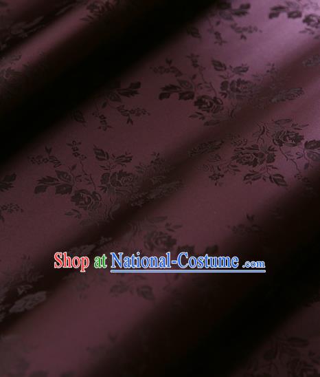 Traditional Asian Classical Pattern Cloth Drapery Wine Red Brocade Korean Hanbok Palace Satin Silk Fabric