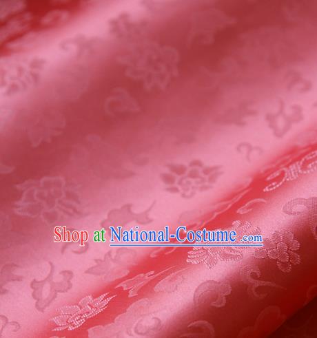 Traditional Asian Classical Pattern Rosy Brocade Cloth Drapery Korean Hanbok Palace Satin Silk Fabric