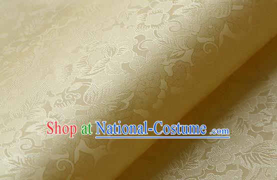 Traditional Asian Classical Pattern Golden Brocade Cloth Drapery Korean Hanbok Palace Satin Silk Fabric