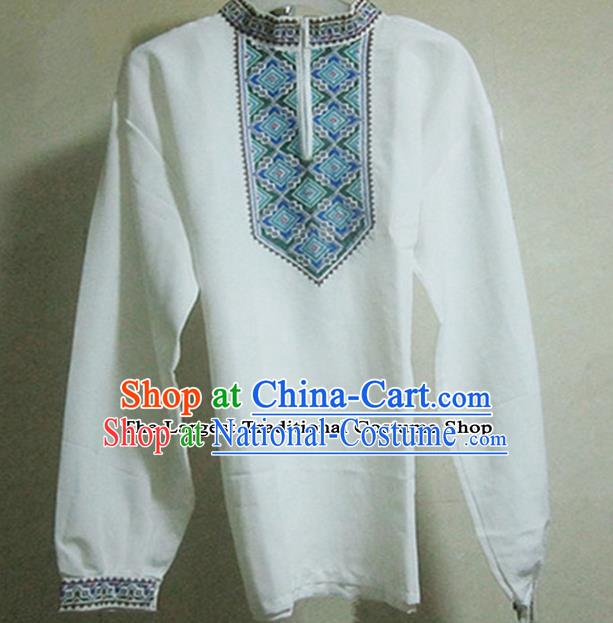 Chinese Ethnic Costumes Folk Dance White Shirt Traditional National Uyghur Nationality Clothing for Men