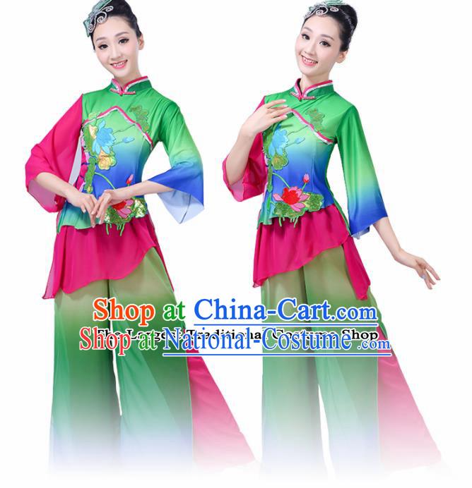 Chinese Traditional Folk Dance Green Costumes Classical Dance Yanko Dance Clothing for Women