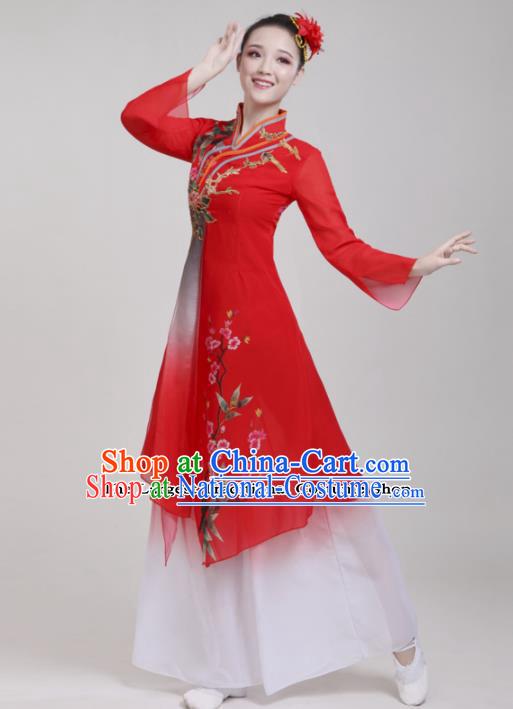 Chinese Traditional Folk Dance Red Costumes Classical Dance Lotus Dance Clothing for Women