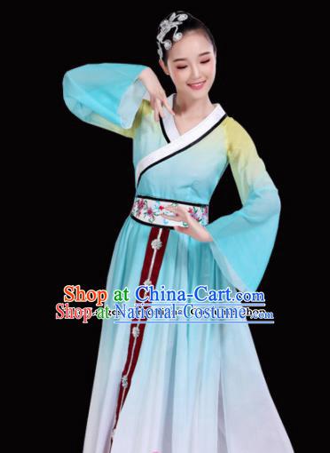 Chinese Traditional Folk Dance Costumes Classical Dance Blue Dress for Women