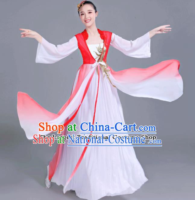 Chinese Traditional Folk Dance Costumes Classical Dance Umbrella Dance Red Dress for Women