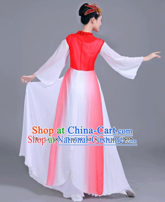 Chinese Traditional Folk Dance Costumes Classical Dance Umbrella Dance Red Dress for Women