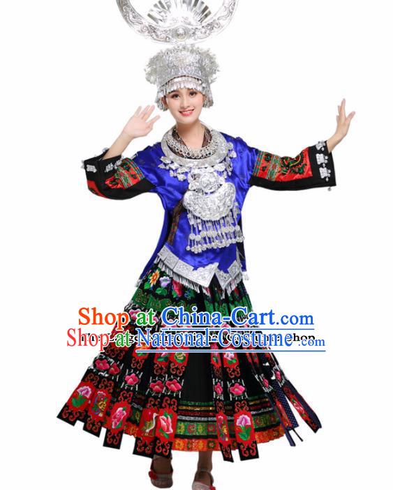 Chinese Hmong Ethnic Minority Dress Traditional Miao Nationality Folk Dance Costumes for Women