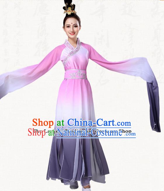 Chinese Traditional Group Dance Pink Dress Classical Dance Umbrella Dance Costumes for Women