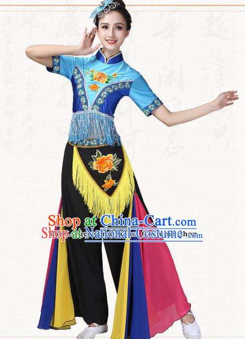 Chinese Traditional Yanko Dance Dress Fan Dance Group Dance Costumes for Women