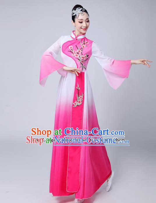 Chinese Traditional Folk Dance Pink Dress Classical Dance Umbrella Dance Costumes for Women