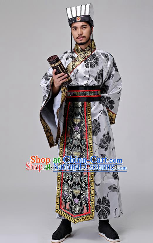 Traditional Chinese Han Dynasty Grand Councilor Costumes Ancient Drama Chancellor Clothing for Men