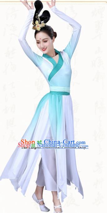 Chinese Traditional Classical Dance Green Dress China Group Dance Costumes for Women