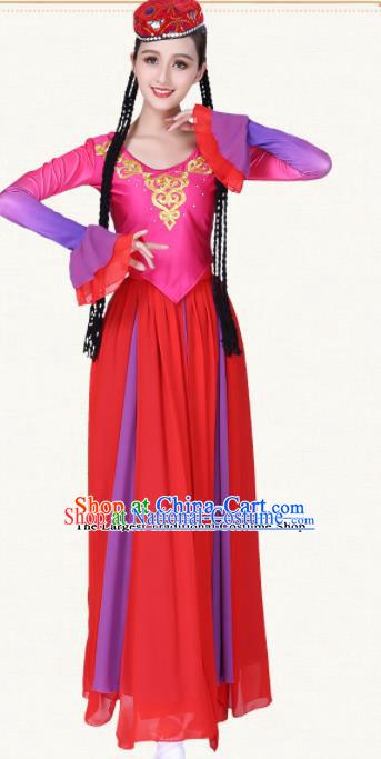 Chinese Traditional Uyghur Nationality Dress Uigurian Ethnic Folk Dance Costumes for Women