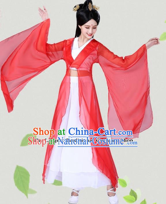 Chinese Traditional Classical Dance Red Hanfu Dress China Group Dance Costumes for Women