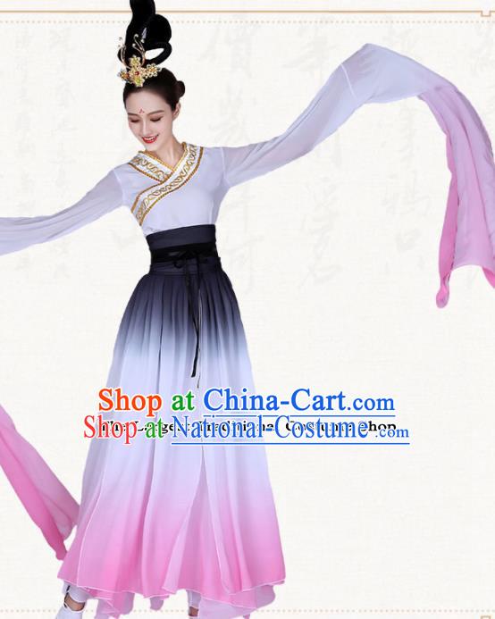 Chinese Traditional Classical Dance Hanfu Dress Ancient Water Sleeve Group Dance Costumes for Women