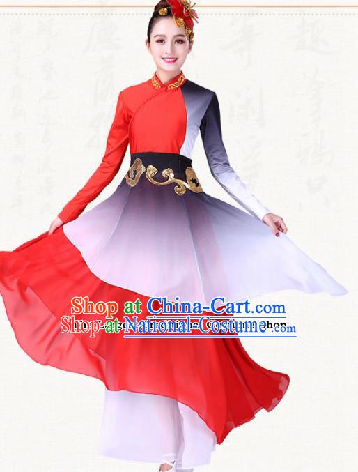 Chinese Traditional Classical Dance Red Dress Group Dance Costumes for Women