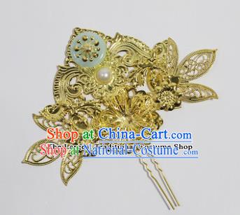 Chinese Traditional Palace Hair Accessories Hairpins Ancient Bride Golden Hair Clip for Women