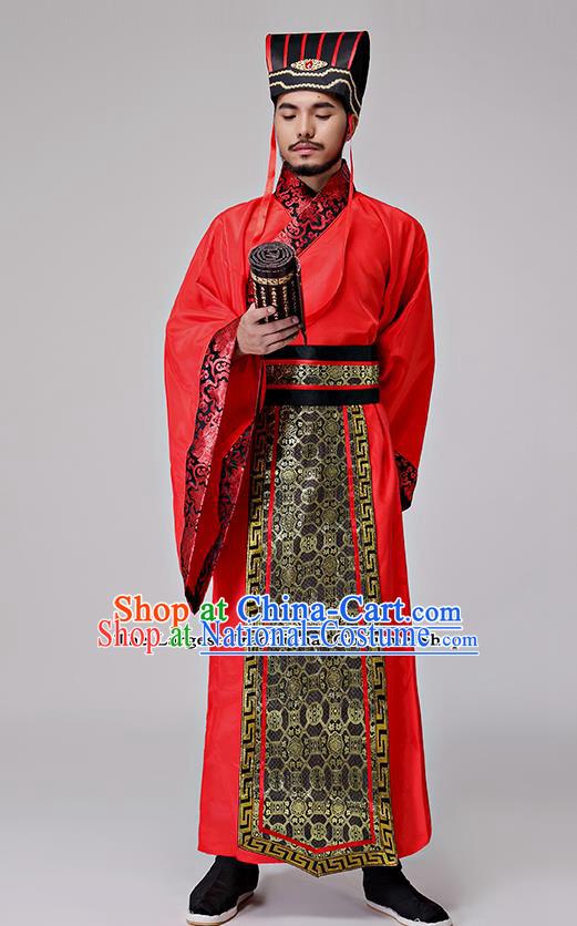 Traditional Chinese Three Kingdoms Period Minister Costumes Ancient Drama Chancellor Clothing for Men