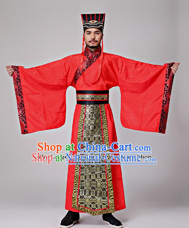 Traditional Chinese Three Kingdoms Period Minister Costumes Ancient Drama Chancellor Clothing for Men