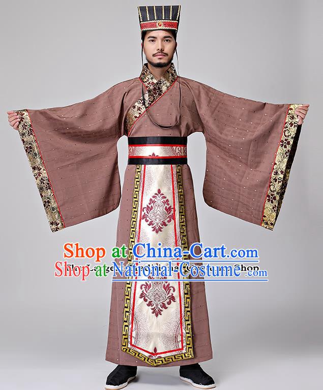 Traditional ChineseAncient Drama Chancellor Clothing Three Kingdoms Period Minister Costumes for Men