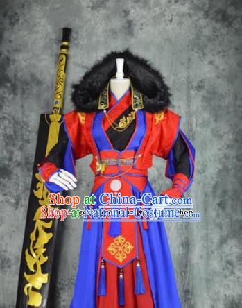 Traditional Chinese Cosplay Costumes Ancient Swordswoman Red Hanfu Dress for Women